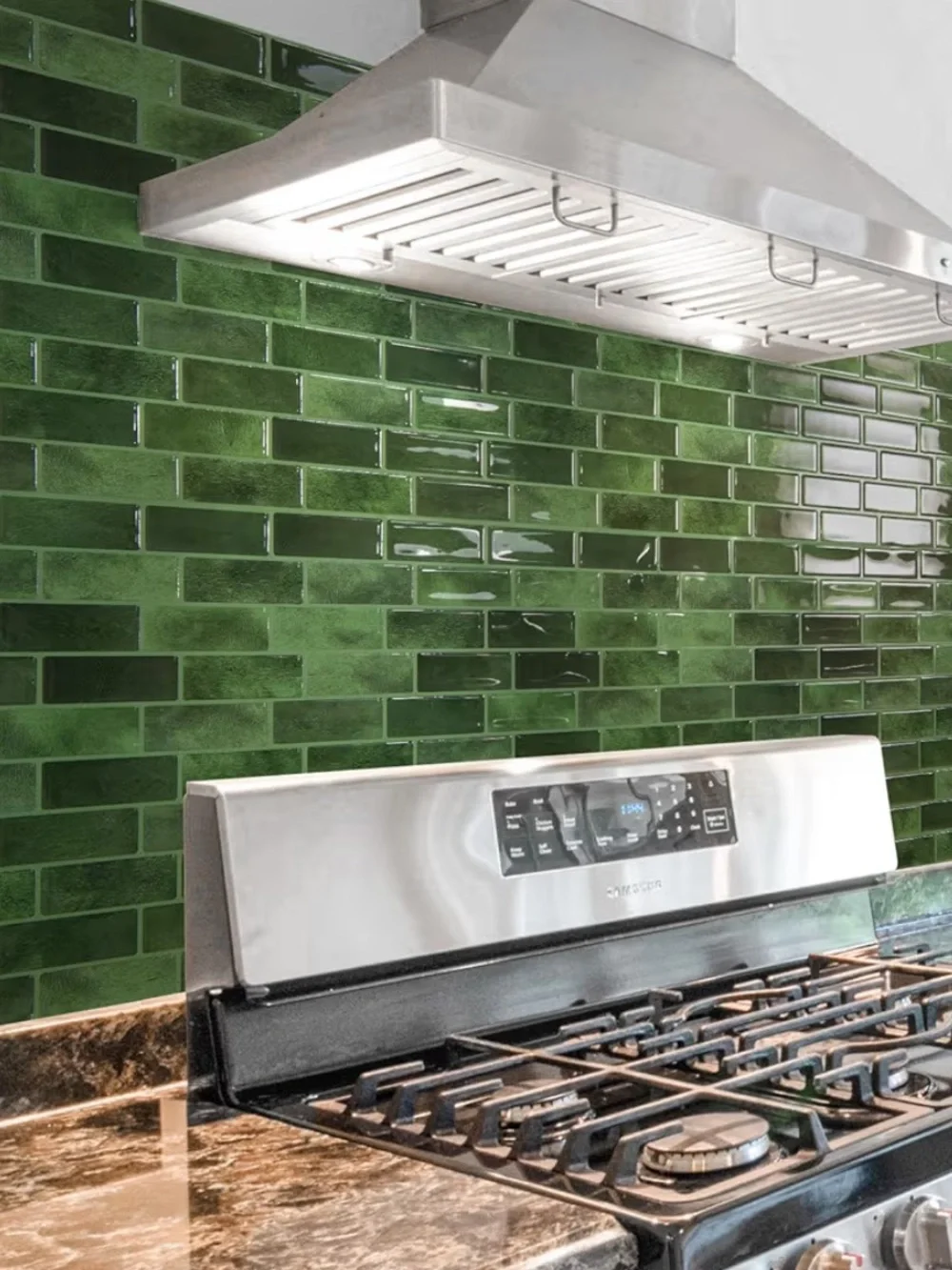 Jade Green Peel and Stick Marble Tile Backsplash